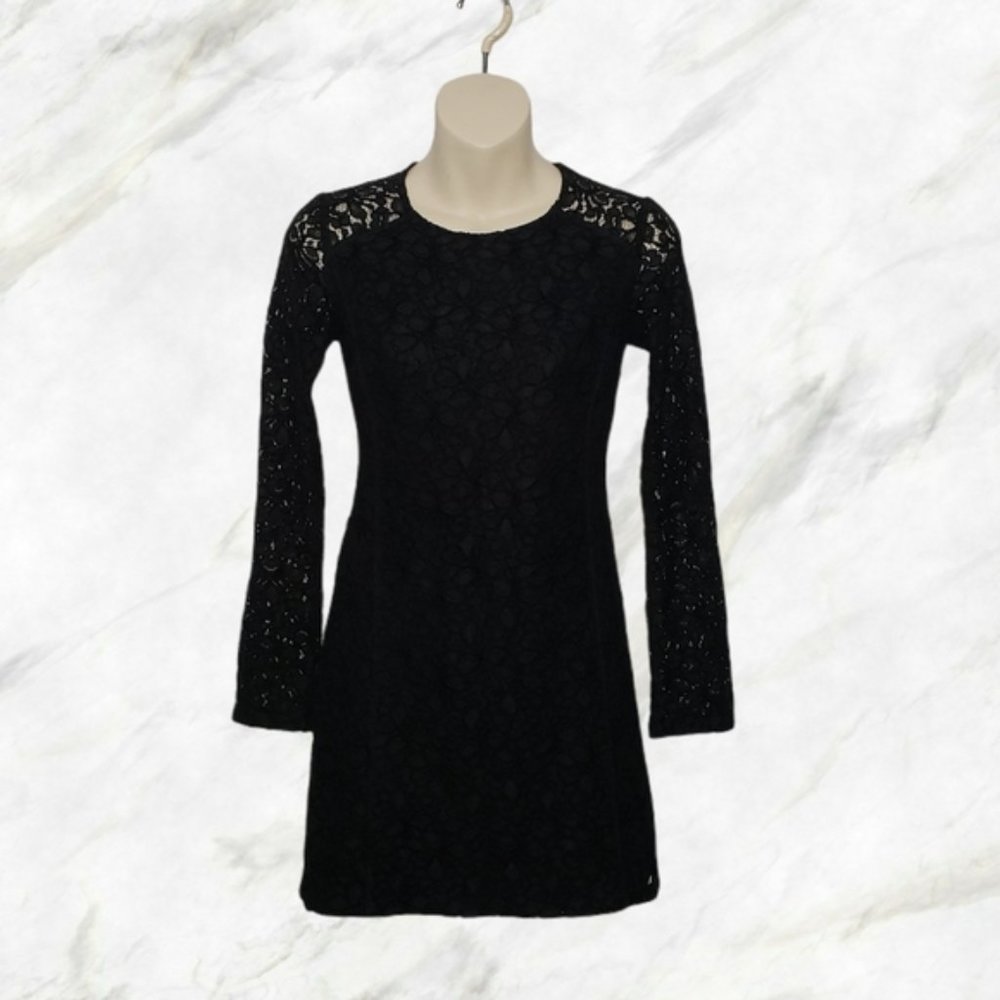 ARITZIA TALULA black long sleeve lace mini dress